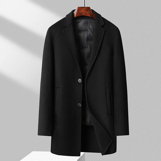 Theodore Wool Overcoat | Notched Lapel Mid-Length Overcoat