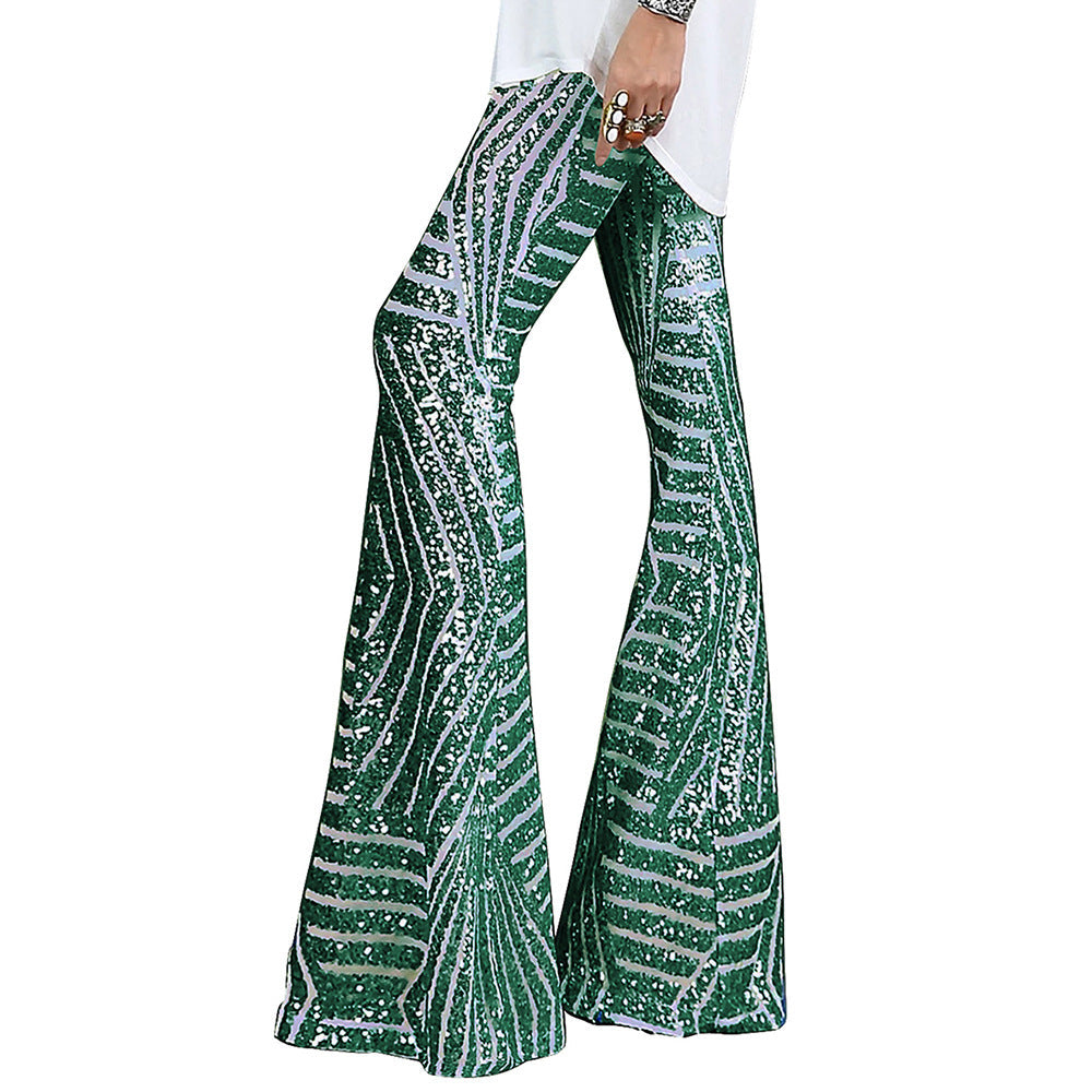 Amelia Sequin Overlay Wide Leg Trousers | High Waist Evening Trousers