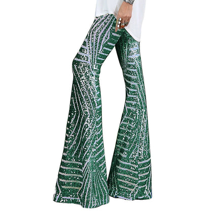 Amelia Sequin Overlay Wide Leg Trousers | High Waist Evening Trousers