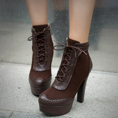 Rosie Suede Wingtip Brogue Ankle Boots | Block Heel Platform Boots