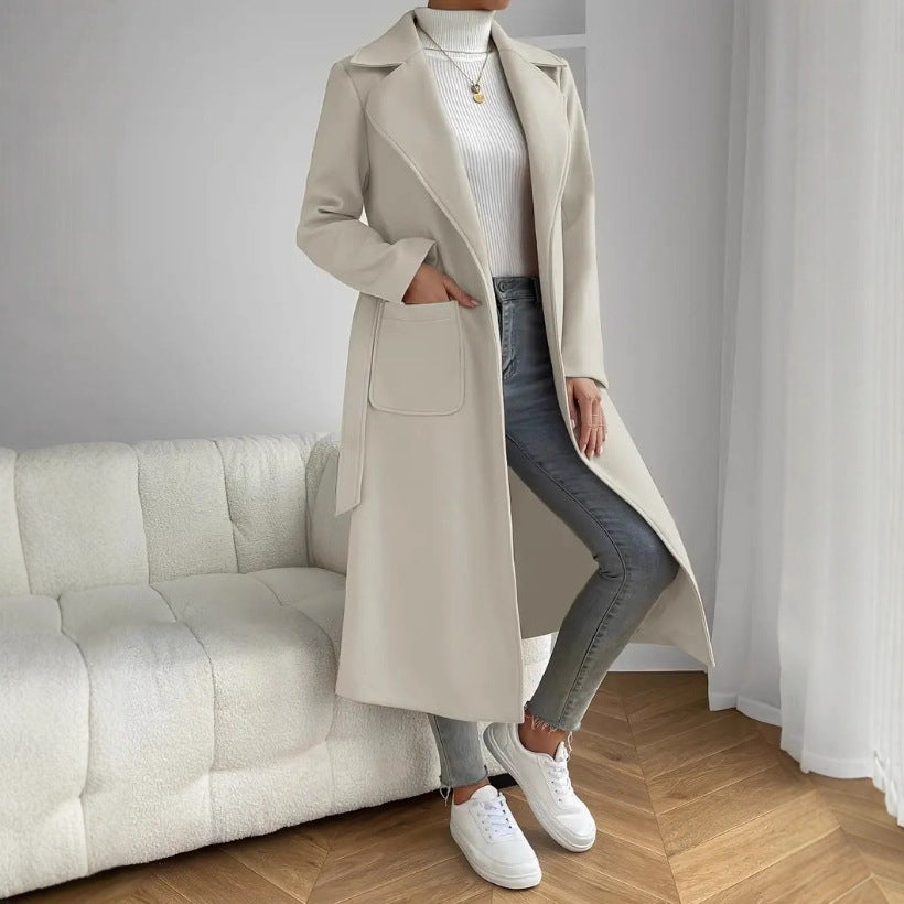 Isabella Wool Long Coat | Belted Relaxed Fit Coat