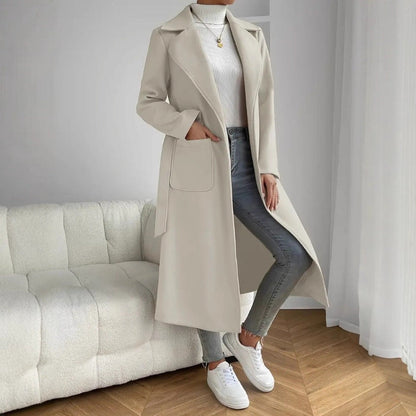 Isabella Wool Long Coat | Belted Relaxed Fit Coat