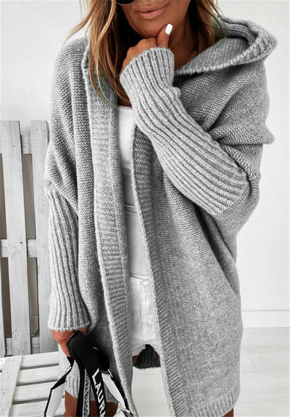 Isabella Wool Hooded Cardigan | Loose Fit Open Front Cardigan
