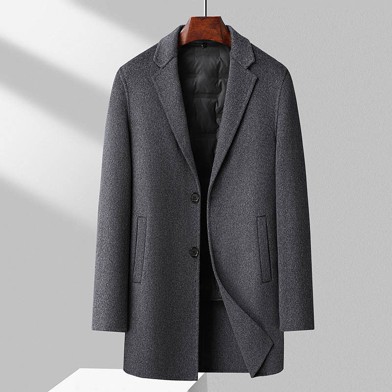 Theodore Wool Overcoat | Notched Lapel Mid-Length Overcoat