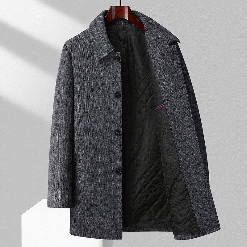 Theodore Wool Mid-Length Coat | Button Front Collared Coat