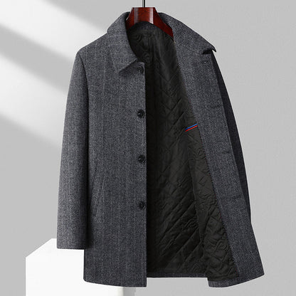 Theodore Wool Mid-Length Coat | Button Front Collared Coat