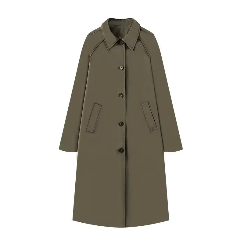 Veronica Wool Single-Breasted Coat | Relaxed Fit Midi Coat