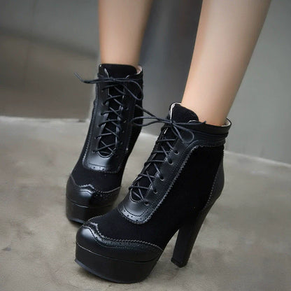 Rosie Suede Wingtip Brogue Ankle Boots | Block Heel Platform Boots