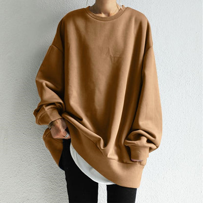 Amelia Cotton Oversized Sweatshirt | Crewneck Tunic-Length Sweatshirt
