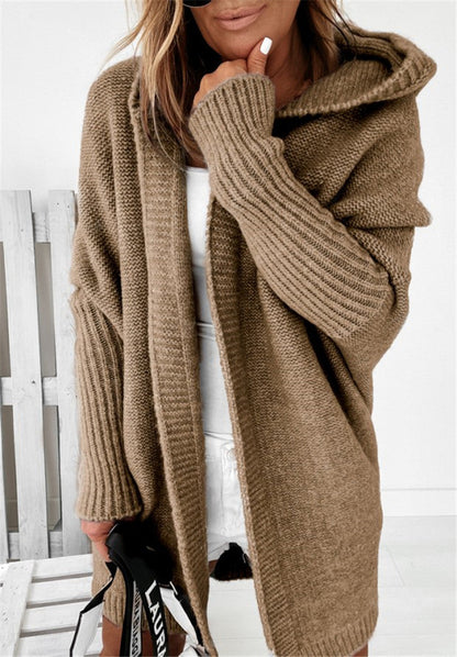 Isabella Wool Hooded Cardigan | Loose Fit Open Front Cardigan