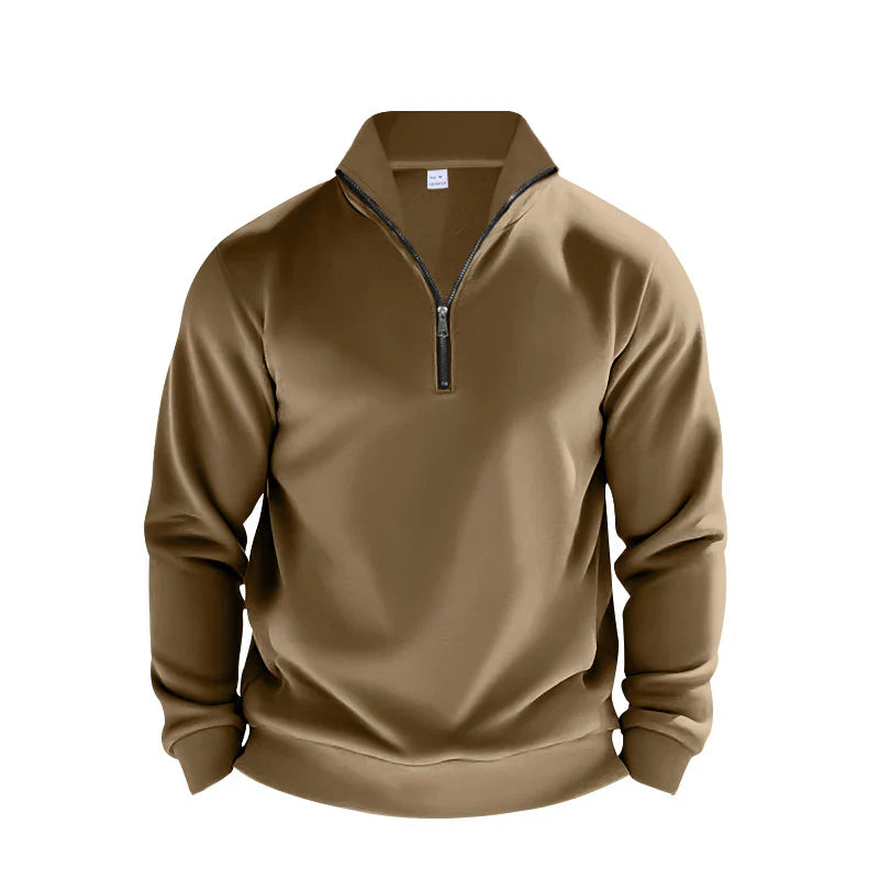 Benjamin Fleece Half-Zip Sweatshirt | Mock Neck Ribbed Trim Sweatshirt