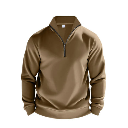 Benjamin Fleece Half-Zip Sweatshirt | Mock Neck Ribbed Trim Sweatshirt