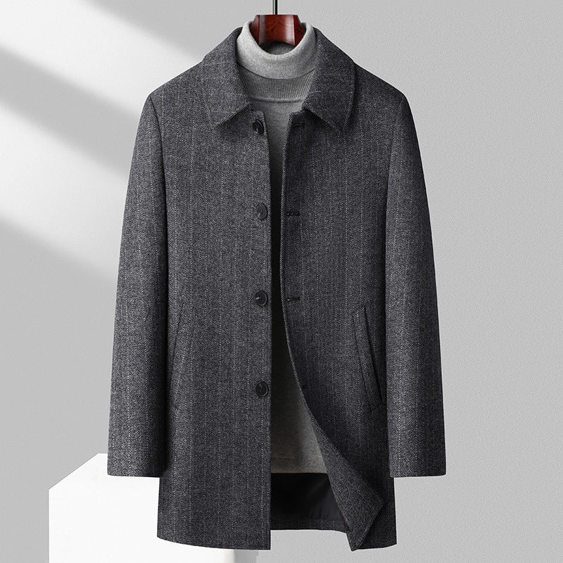 Theodore Wool Mid-Length Coat | Button Front Collared Coat
