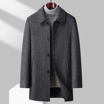 Theodore Wool Mid-Length Coat | Button Front Collared Coat