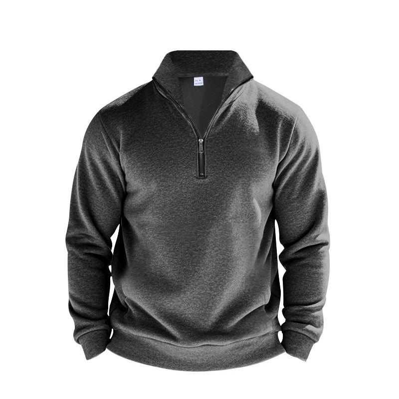 Benjamin Fleece Half-Zip Sweatshirt | Mock Neck Ribbed Trim Sweatshirt