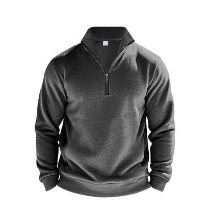 Benjamin Fleece Half-Zip Sweatshirt | Mock Neck Ribbed Trim Sweatshirt