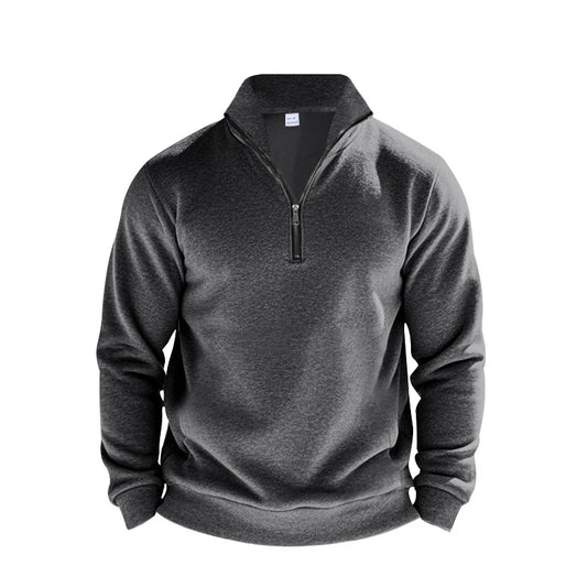 Benjamin Fleece Half-Zip Sweatshirt | Mock Neck Ribbed Trim Sweatshirt