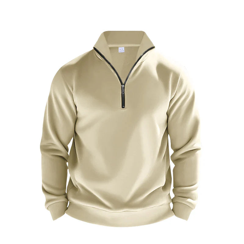 Benjamin Fleece Half-Zip Sweatshirt | Mock Neck Ribbed Trim Sweatshirt
