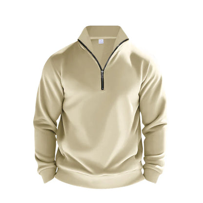 Benjamin Fleece Half-Zip Sweatshirt | Mock Neck Ribbed Trim Sweatshirt
