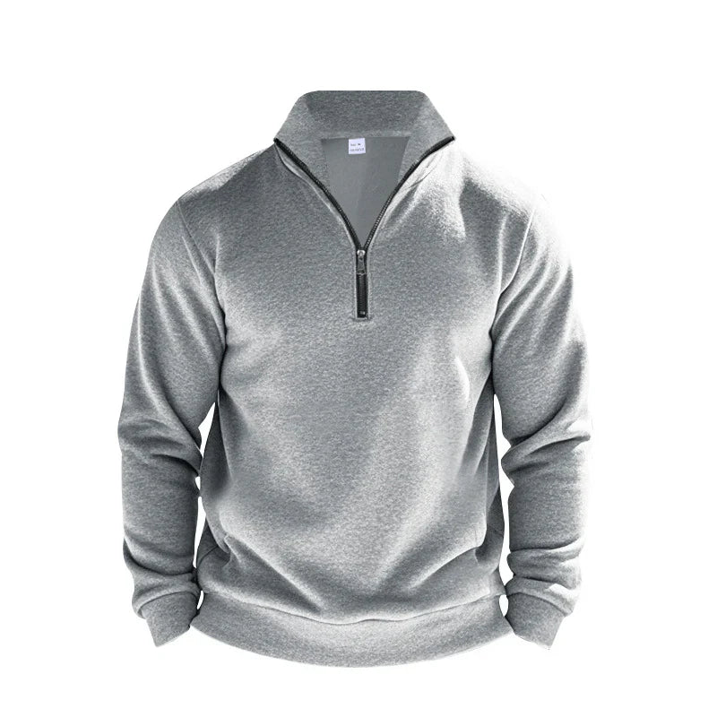 Benjamin Fleece Half-Zip Sweatshirt | Mock Neck Ribbed Trim Sweatshirt