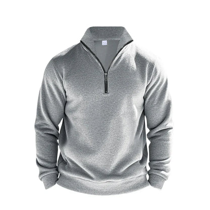 Benjamin Fleece Half-Zip Sweatshirt | Mock Neck Ribbed Trim Sweatshirt