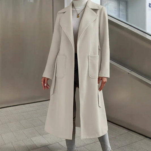 Isabella Wool Long Coat | Belted Relaxed Fit Coat