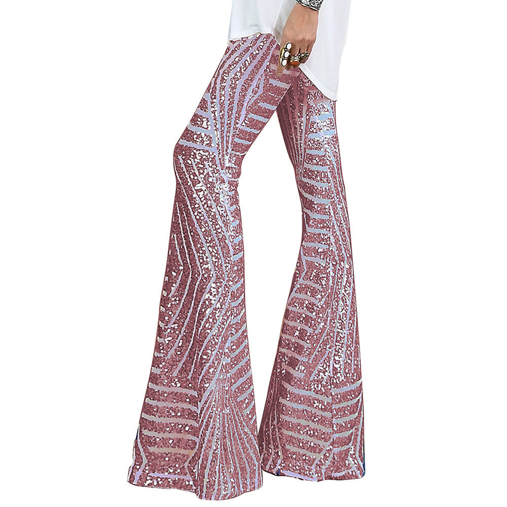 Amelia Sequin Overlay Wide Leg Trousers | High Waist Evening Trousers
