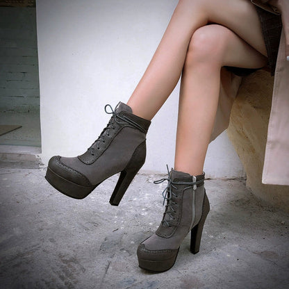 Rosie Suede Wingtip Brogue Ankle Boots | Block Heel Platform Boots