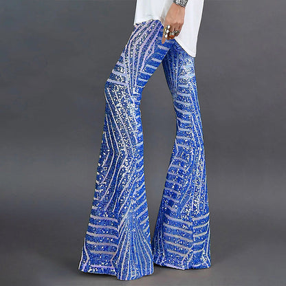 Amelia Sequin Overlay Wide Leg Trousers | High Waist Evening Trousers