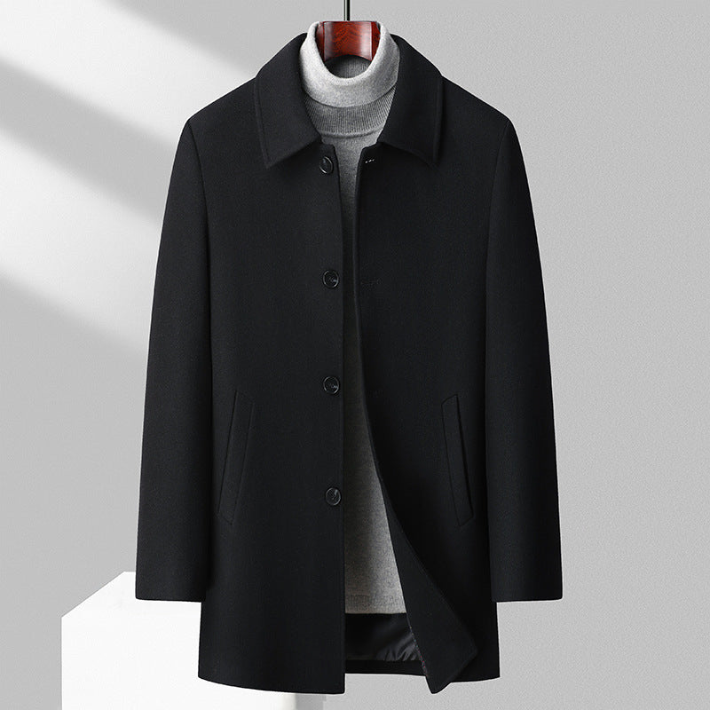 Theodore Wool Mid-Length Coat | Button Front Collared Coat