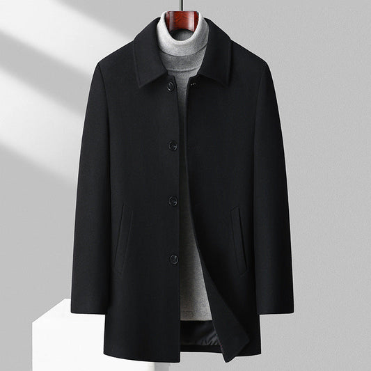 Theodore Wool Mid-Length Coat | Button Front Collared Coat