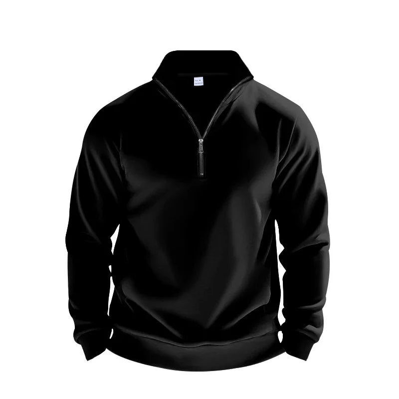 Benjamin Fleece Half-Zip Sweatshirt | Mock Neck Ribbed Trim Sweatshirt
