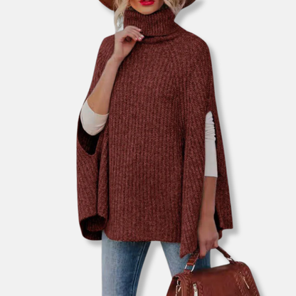 Isla Wool Cape Sweater | Oversized Turtleneck Sweater
