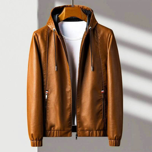 James Leather Hooded Jacket | Casual Hip-Length Jacket