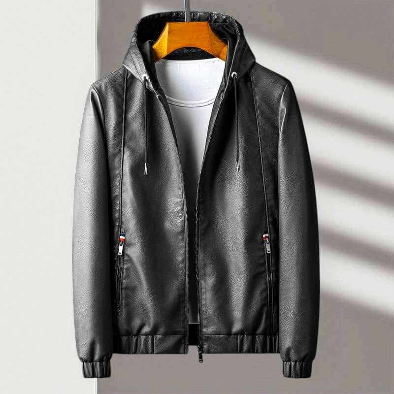 James Leather Hooded Jacket | Casual Hip-Length Jacket