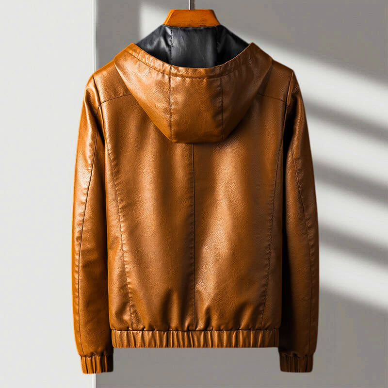 James Leather Hooded Jacket | Casual Hip-Length Jacket
