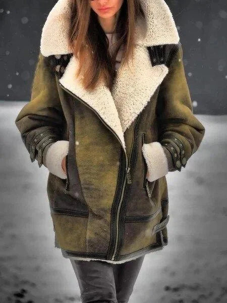 Rosie Suede Biker Jacket | Oversized Collared Jacket