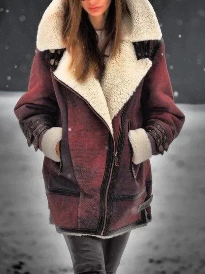 Rosie Suede Biker Jacket | Oversized Collared Jacket