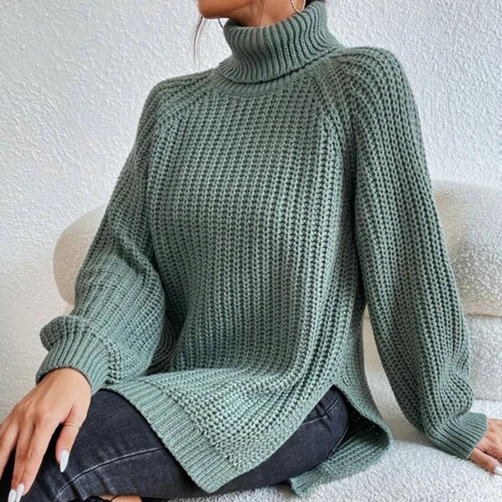 Isabella Wool Turtleneck Sweater | Ribbed Loose Fit Sweater