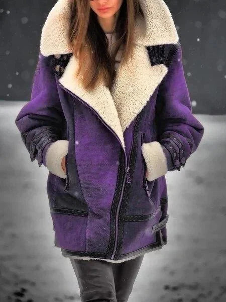 Rosie Suede Biker Jacket | Oversized Collared Jacket