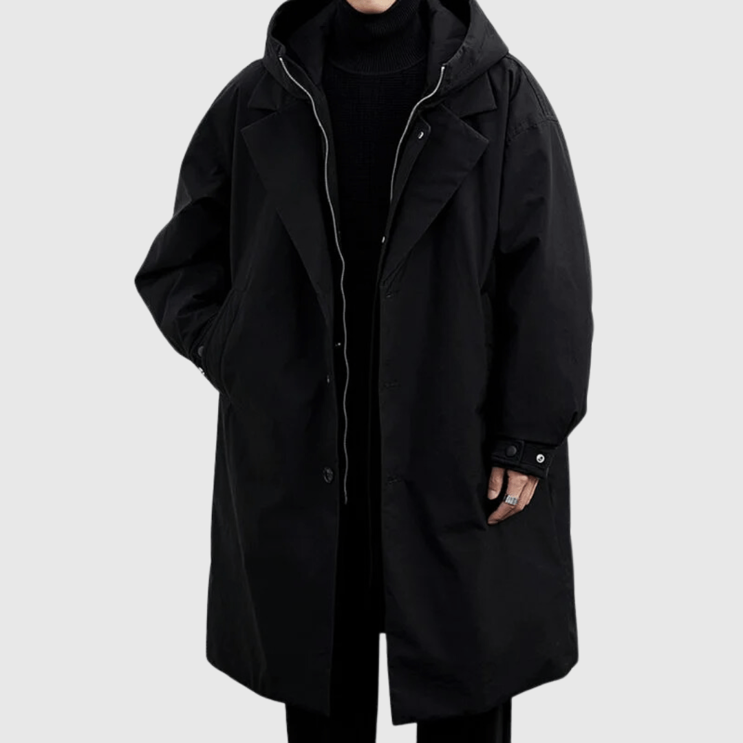Henry Hooded Trench Coat | Oversized Knee-Length Coat