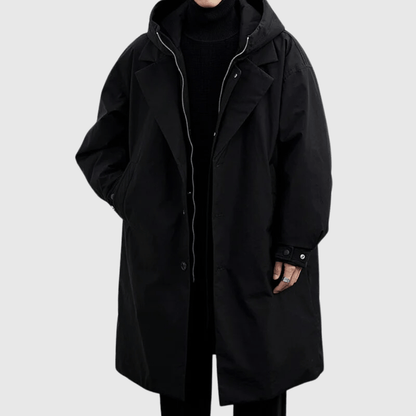 Henry Hooded Trench Coat | Oversized Knee-Length Coat