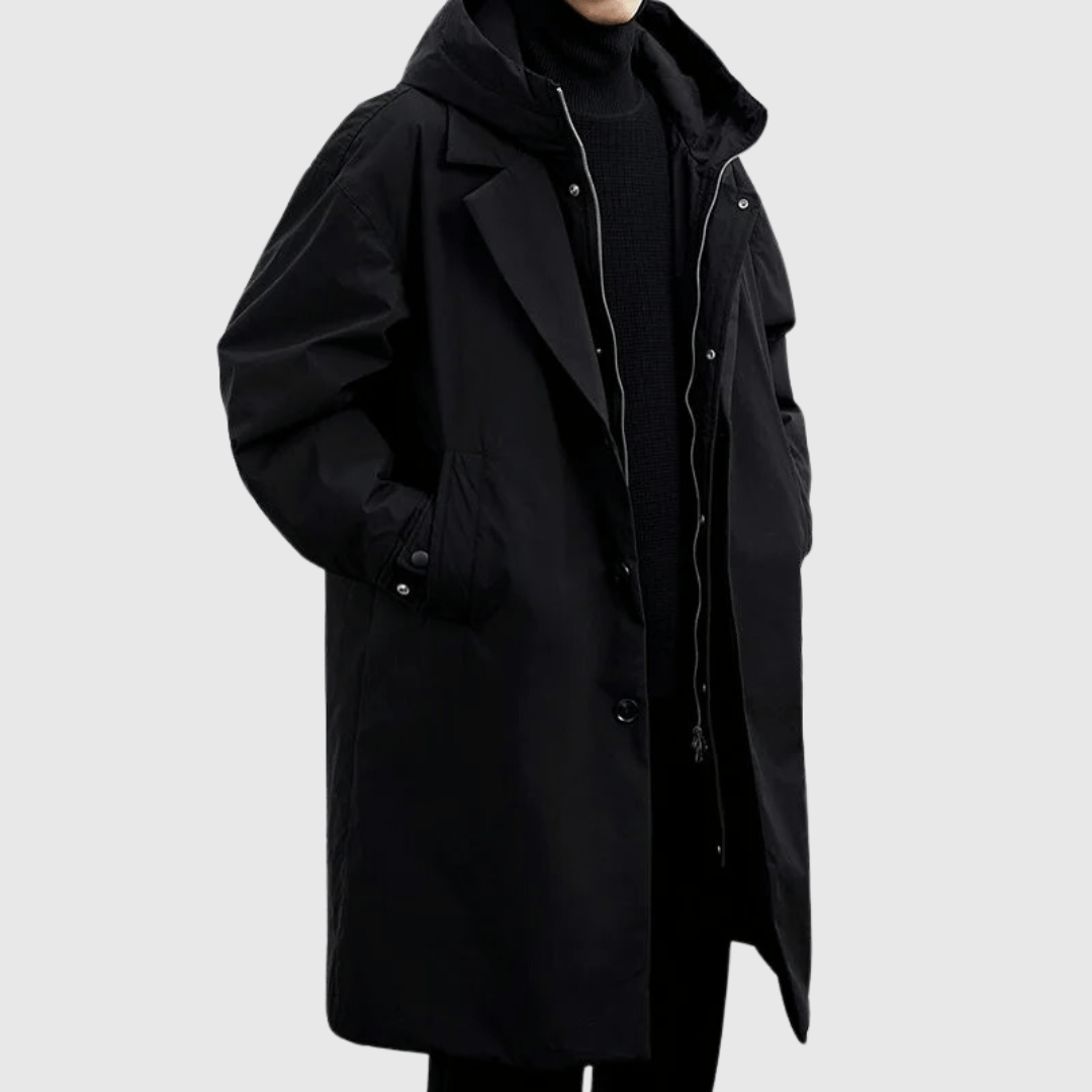 Henry Hooded Trench Coat | Oversized Knee-Length Coat