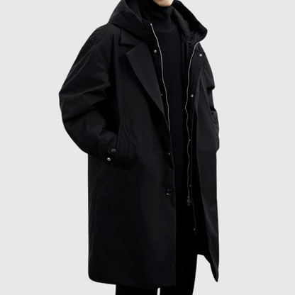 Henry Hooded Trench Coat | Oversized Knee-Length Coat