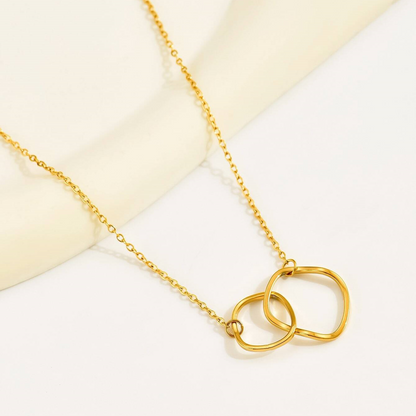 Double loop necklace - Interlocking pendant necklace