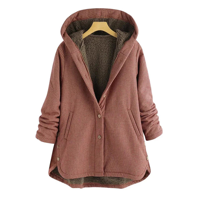 Rosie Cotton Oversized Hooded Jacket | Fleece Lined Tunic Jacket