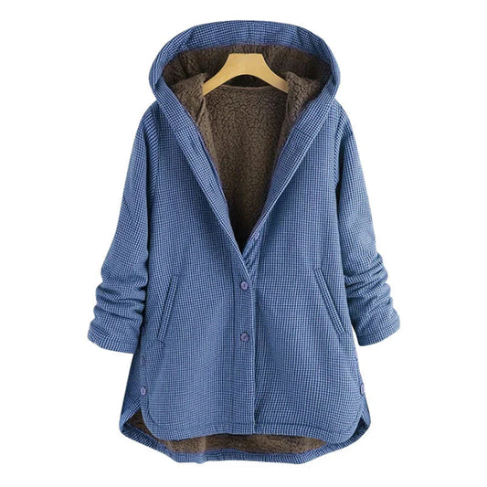 Rosie Cotton Oversized Hooded Jacket | Fleece Lined Tunic Jacket