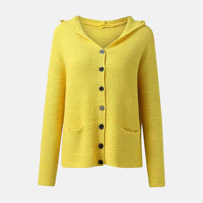 Amelia Wool Hooded Cardigan | Relaxed Fit Button Front Cardigan