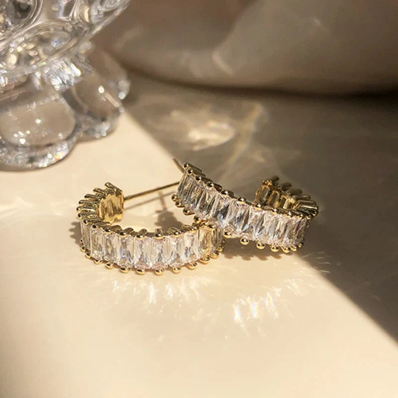Gold Crystal Drop Earrings - Isaline