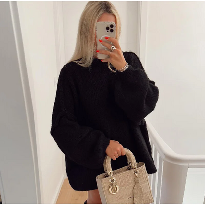 Harriet Wool Textured Knit Sweater | Oversized Balloon Sleeve Sweater